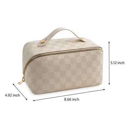 White Checkered Pillow Makeup Bag